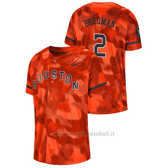 Maglia Baseball Hombre Houston Astros Alex Bregman Camuffamento Autentico Collezione Arancione